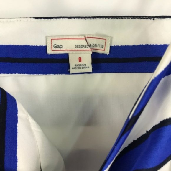 Gap Blue & White Striped Sleeveless Mini Dress Size 0 Cotton Blend - Picture 4 of 8
